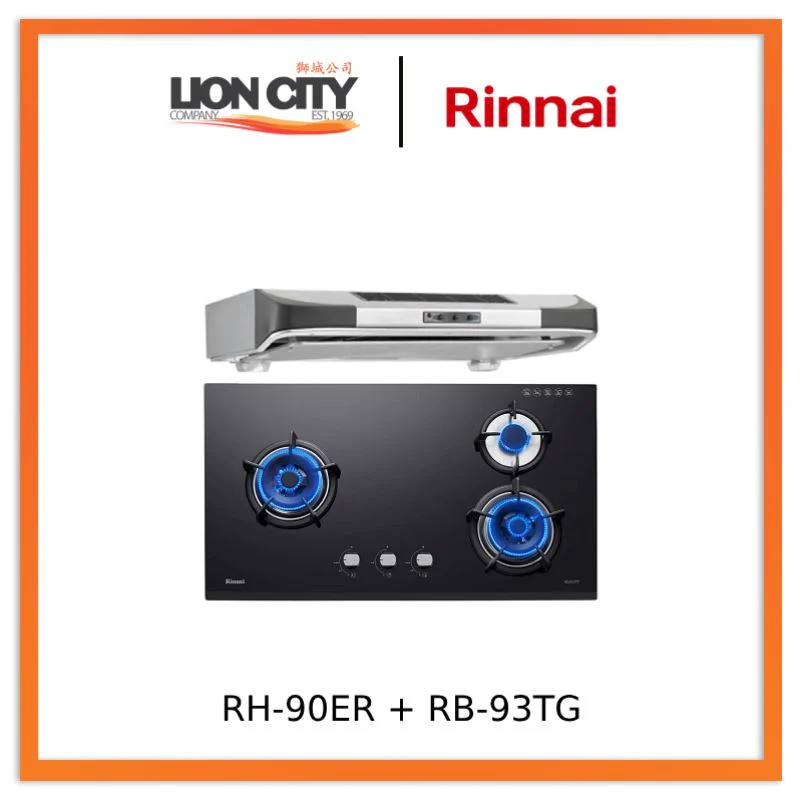 Rinnai RH-90ER/i (MS,G,S) Cooker Hood + RB-93TG Schott Glass Hob