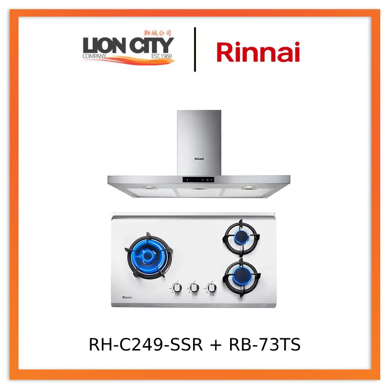 Rinnai RH-C249-SSR Chimney Cooker Hood + RB-73TS Stainless Steel Hob