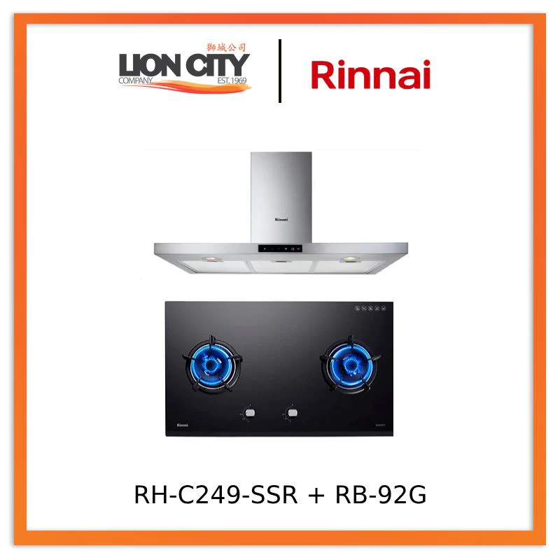 Rinnai RH-C249-SSR Chimney Cooker Hood + RB-92G Gas Hob