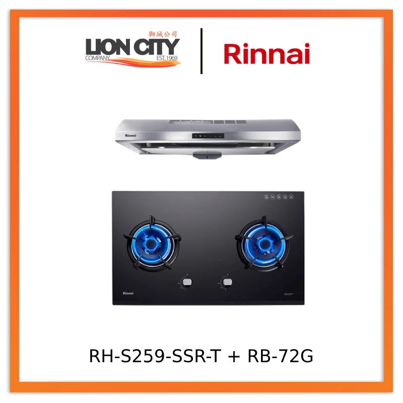 Rinnai RH-S259-SSR-T Cooker Hood + RB-72G Gas Hob
