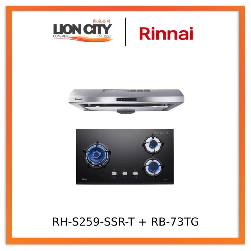 Rinnai RH-S259-SSR-T Cooker Hood + RB-73TG Schott Glass Hob