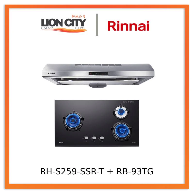 Rinnai RH-S259-SSR-T Cooker Hood + RB-93TG Schott Glass Hob
