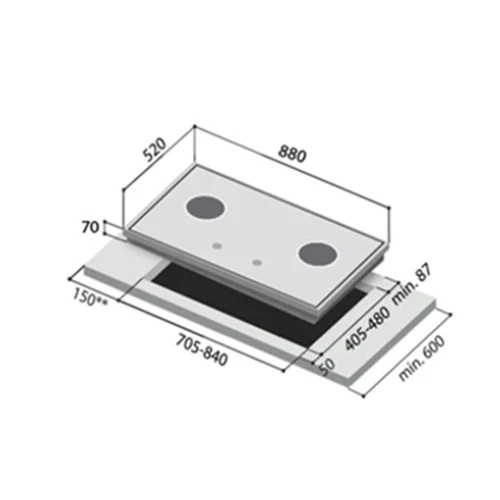 Rinnai RH-S309-GBR-T-Cooker Hood + RB-93UG Schott Glass Hob - Image 6