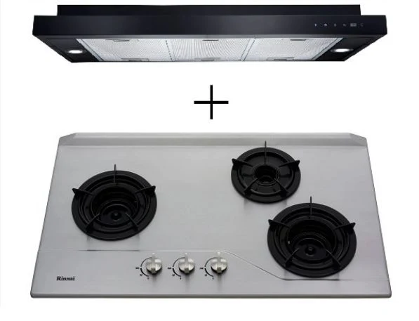 Rinnai RH-S329-PBR SLIMLINE Hood + RB-3Si  Steel Hob