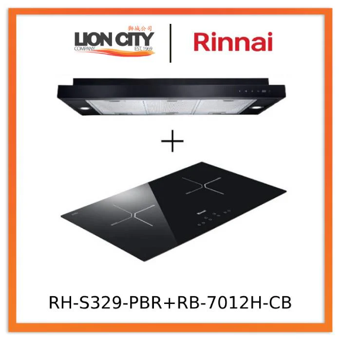 Rinnai RH-S329-PBR SLIMLINE Hood + Rinnai RB-7012H-CB Induction Hob