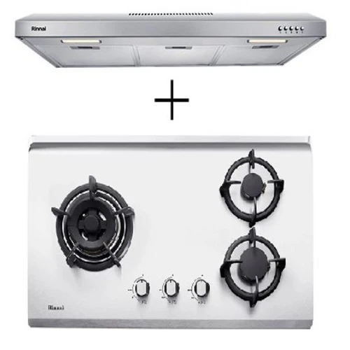 Rinnai RH-S95A-SSVR 90CM Cooker Hood + RB-73TS Stainless Steel Hob - Image 2