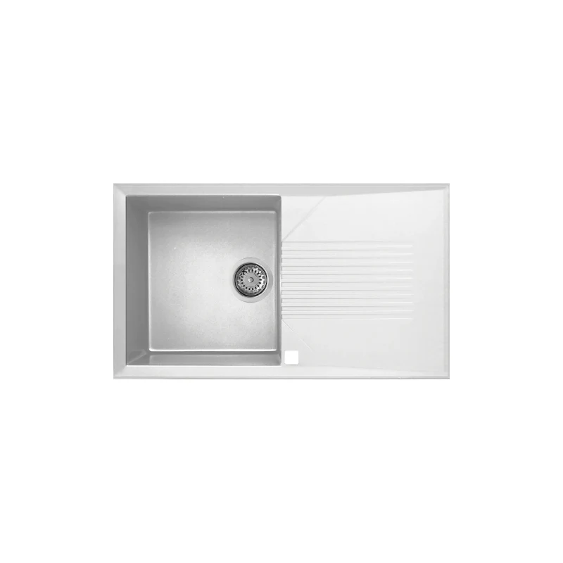 Rubine 1 Bowl + Drainer Inset Granite Kitchen Sink MEQ 811 WH - Image 2