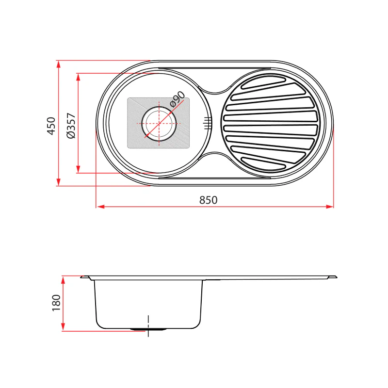 Rubine 1 Bowl + Drainer Inset Stainless Steel Kitchen Sink ROX 611 - Image 4