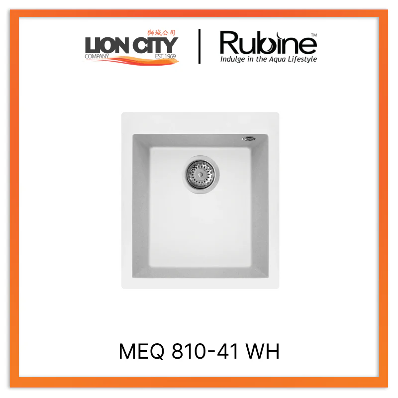 Rubine 1 Bowl Inset Granite Kitchen Sink MEQ 810-41 WH