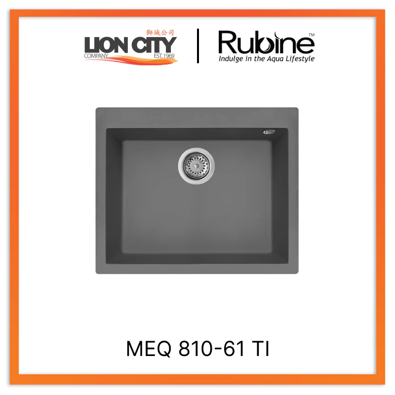 Rubine 1 Bowl Inset Granite Kitchen Sink MEQ 810-61 TI