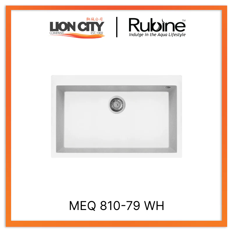 Rubine 1 Bowl Inset Granite Kitchen Sink MEQ 810-79 WH