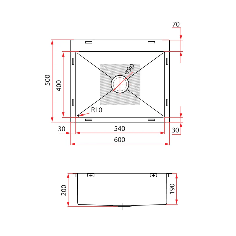 Rubine 1 Bowl Inset Stainless Steel Kitchen Sink KIX 810-60 - Image 4