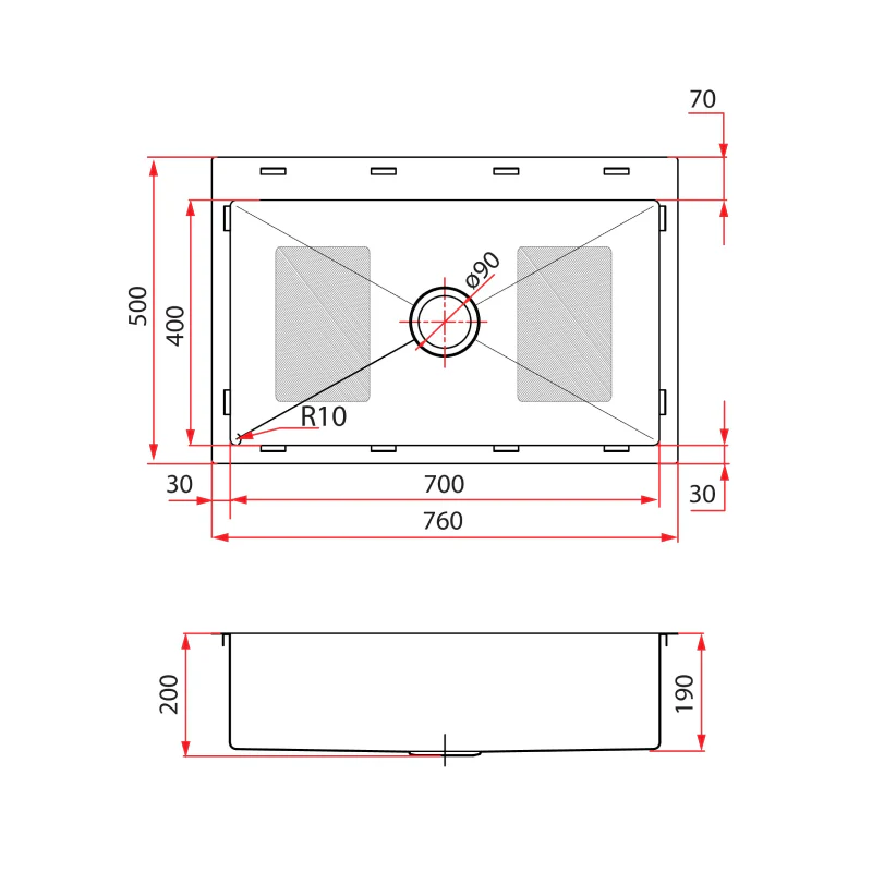 Rubine 1 Bowl Inset Stainless Steel Kitchen Sink KIX 810-76 - Image 4