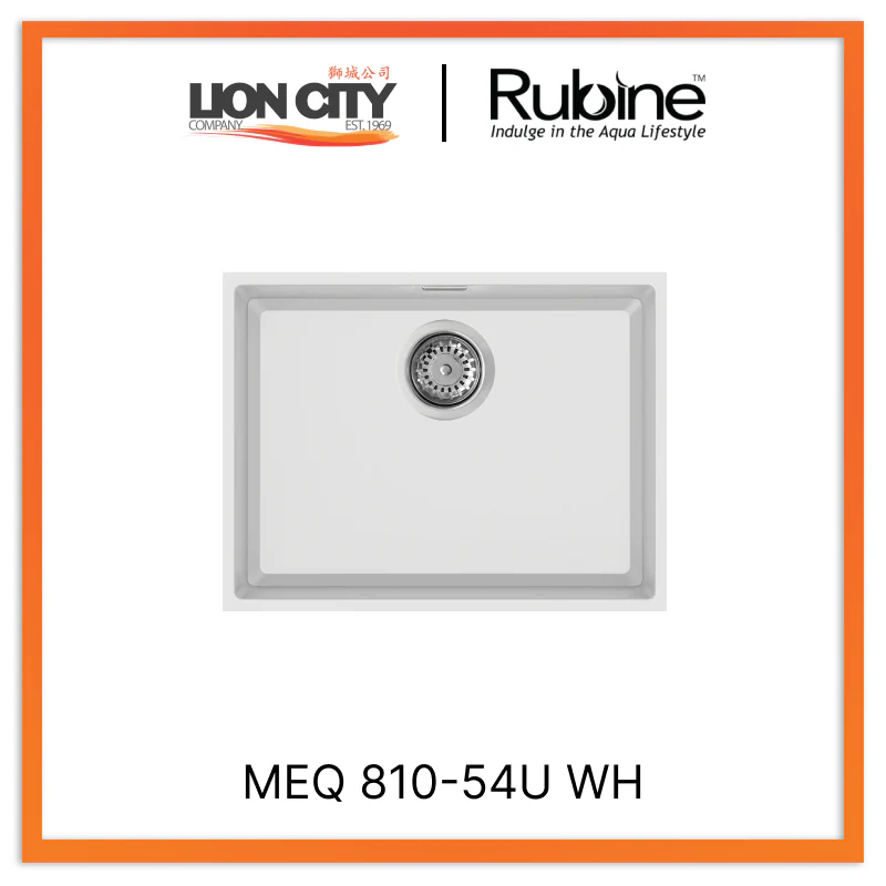 Rubine 1 Bowl Undermount Granite Kitchen Sink MEQ 810-54U WH