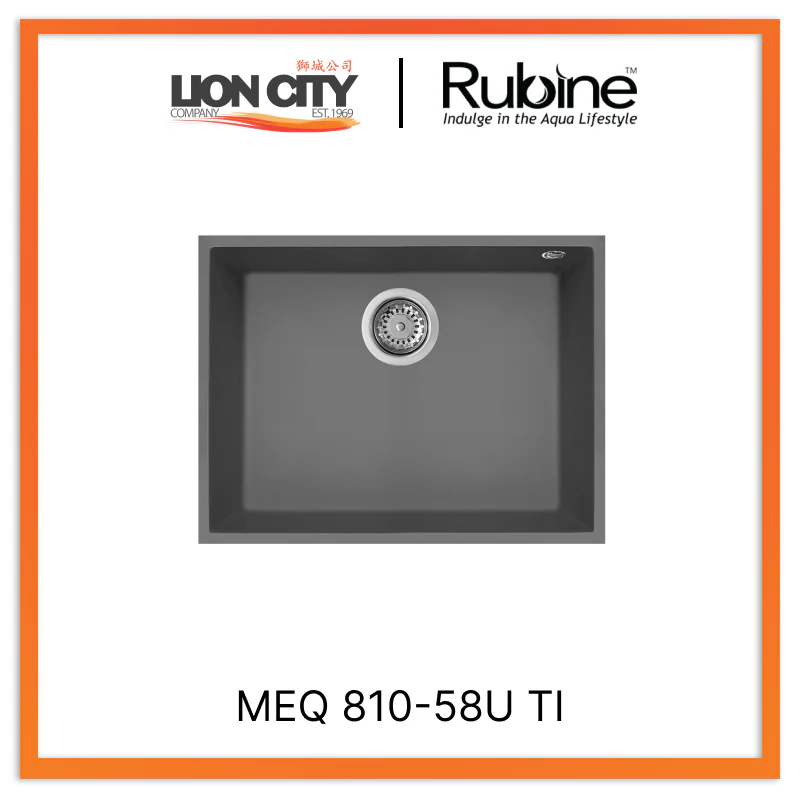 Rubine 1 Bowl Undermount Granite Kitchen Sink MEQ 810-58U TI