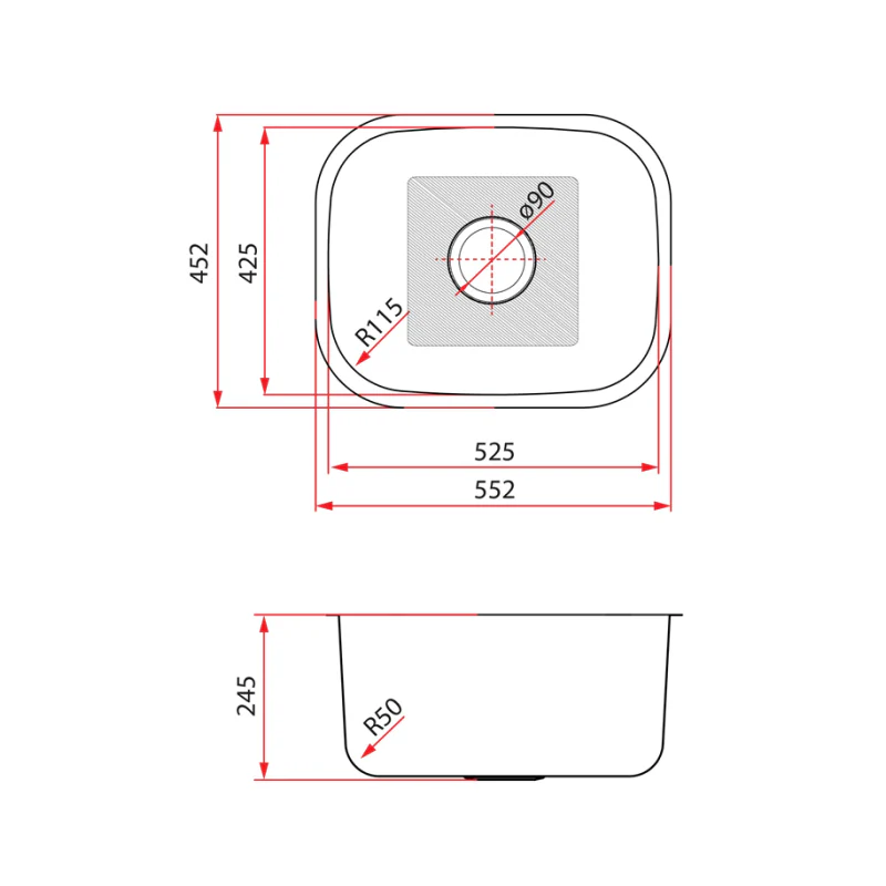 Rubine 1 Bowl Undermount Stainless Steel Kitchen Sink JUX 610U - Image 4