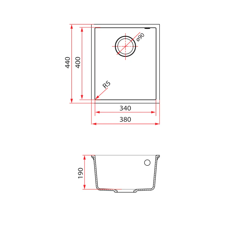 Rubine 1 Bowl Undermount Stainless Steel Kitchen Sink MEQ 810-38U PB - Image 3