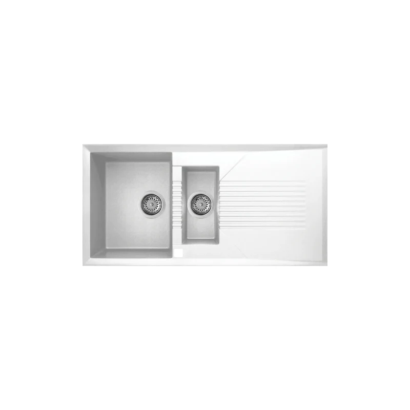 Rubine 1½ Bowls + Drainer Inset Granite Kitchen Sink MEQ 851 WH - Image 2