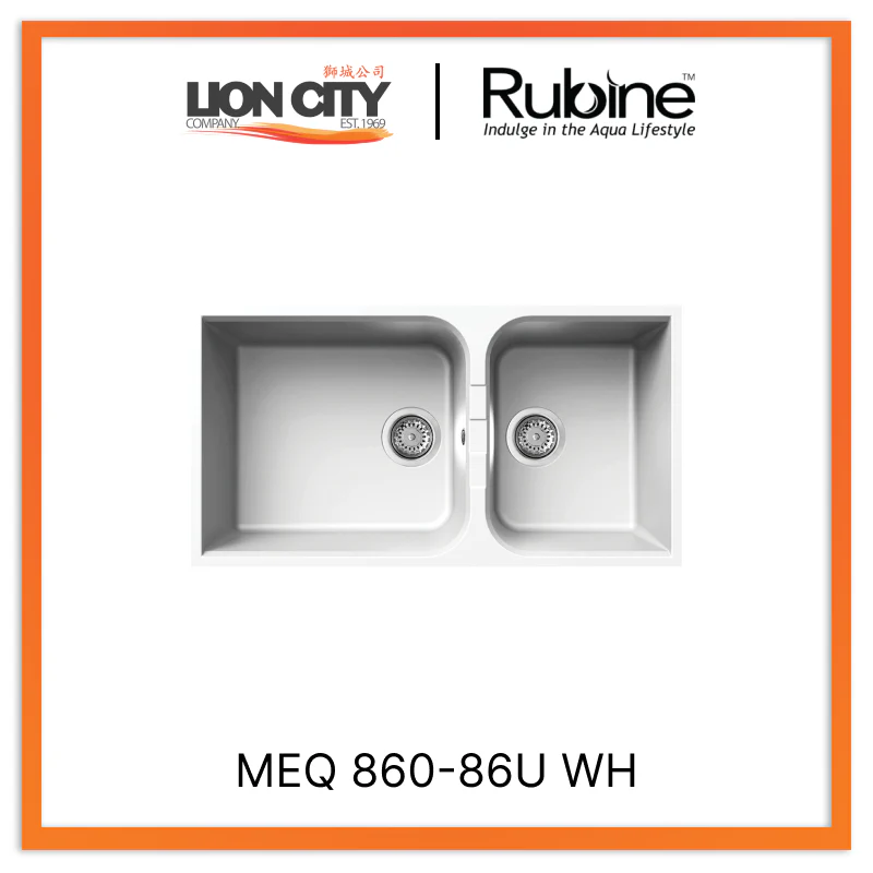 Rubine 1¾ Bowls Undermount Granite Kitchen Sink MEQ 860-86U WH