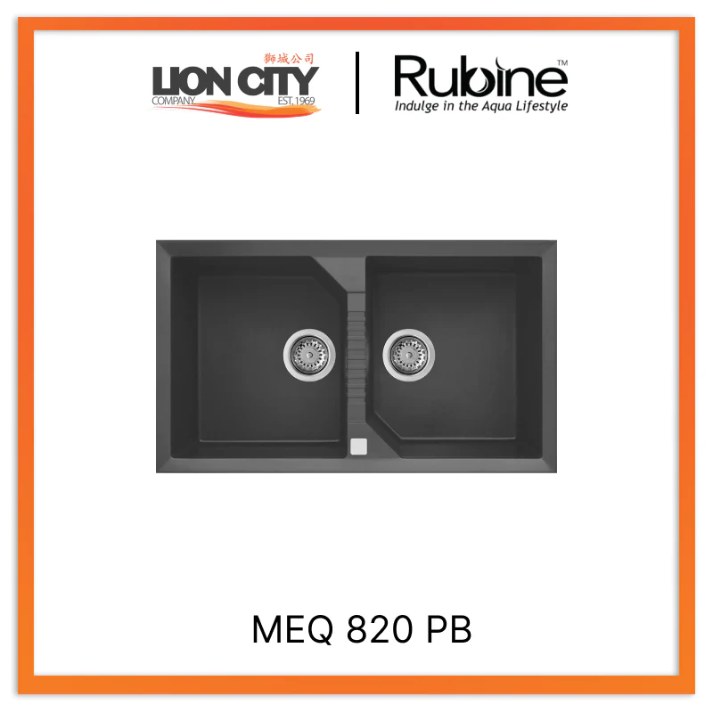 Rubine 2 Bowls Inset Granite Kitchen Sink MEQ 820 PB