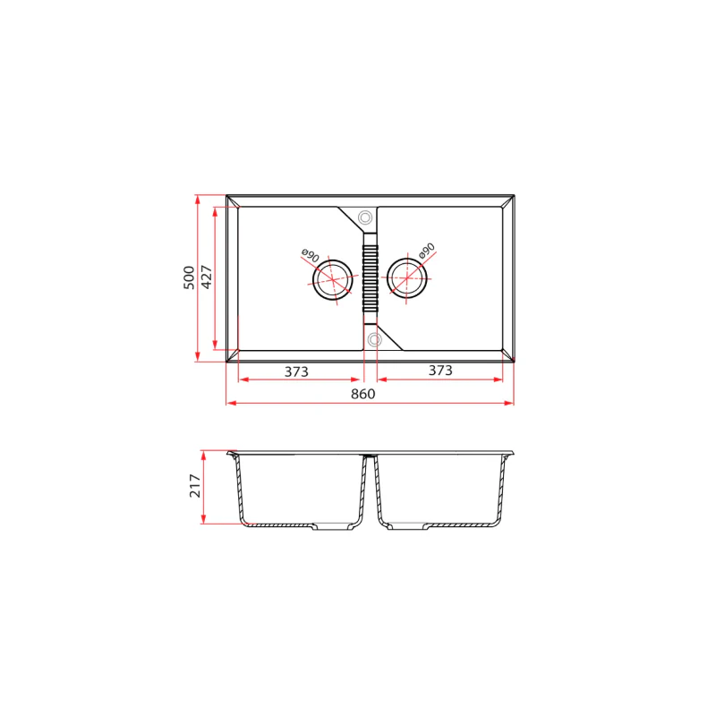 Rubine 2 Bowls Inset Granite Kitchen Sink MEQ 820 PB - Image 2