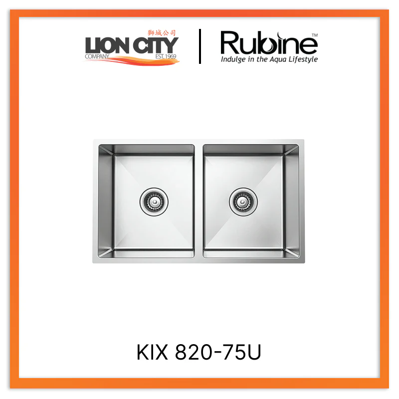 Rubine 2 Bowls Undermount Stainless Steel Kitchen Sink KIX 820-75U