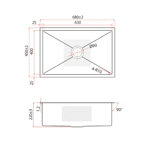 Rubine 3½” Basket Waste and Bottle-Trap Kitchen Sink KNX 810-68U GM - Image 4