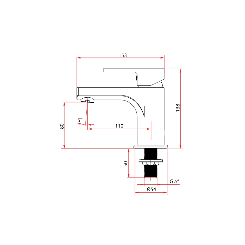Rubine Unico 5621C Basin Tap - Image 3