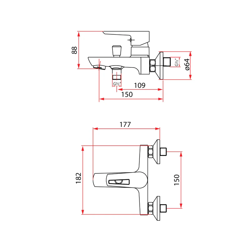 Rubine Bath Mixer Stylo 9161 Hot and Cold - Image 3