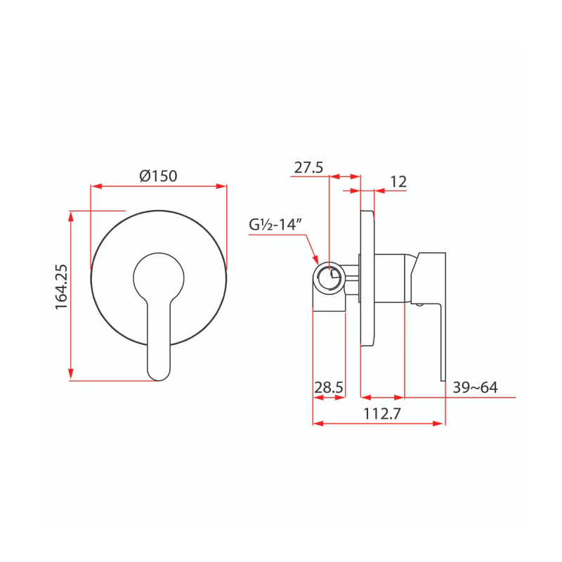 Rubine Conceal Shower Mixer Piccoli 3368 - Image 3