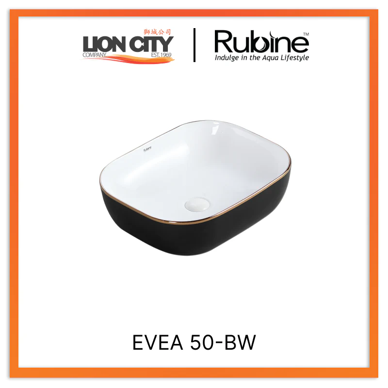 Rubine EVEA 50-BW Countertop Rectangular Ceramic Basin