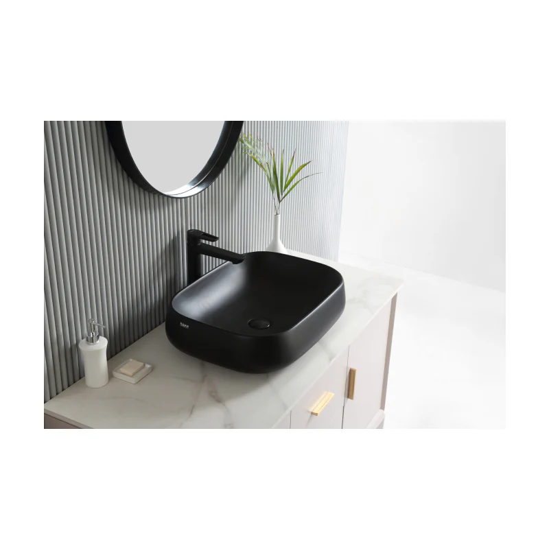 Rubine EVEA 56-BK Countertop Rectangular Ceramic Basin - Image 4