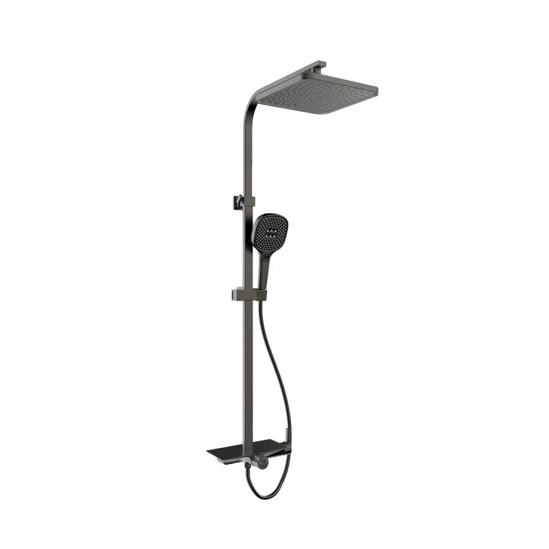Rubine Deckos RSC-DECKOS-F4-GM Square Rainshower Column With Mixer Shelf (Gun Metal) - Image 3