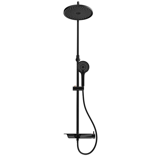 Rubine Deckos RSC-DECKOS-U2-BK Round Rainshower Column With Mixer Shelf Matte Black - Image 3