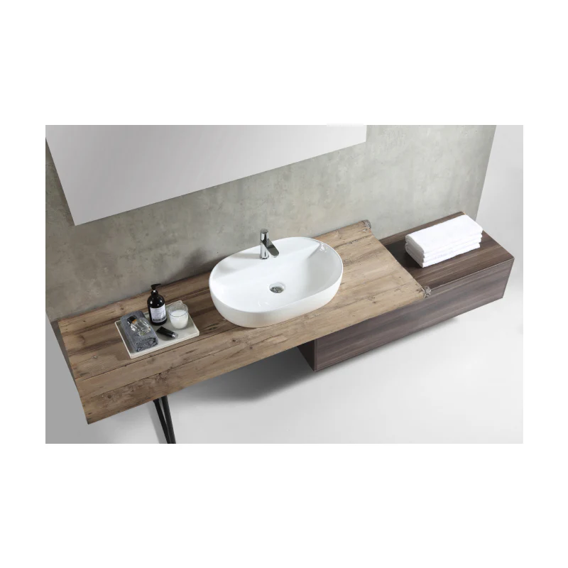 Rubine EVEA 60M Countertop Rectangular Ceramic Basin - Image 4