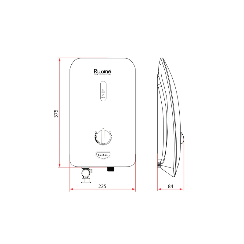 Rubine RWH 933 GOGO 933 Electric Instant Water Heater (Black or White) - Image 4