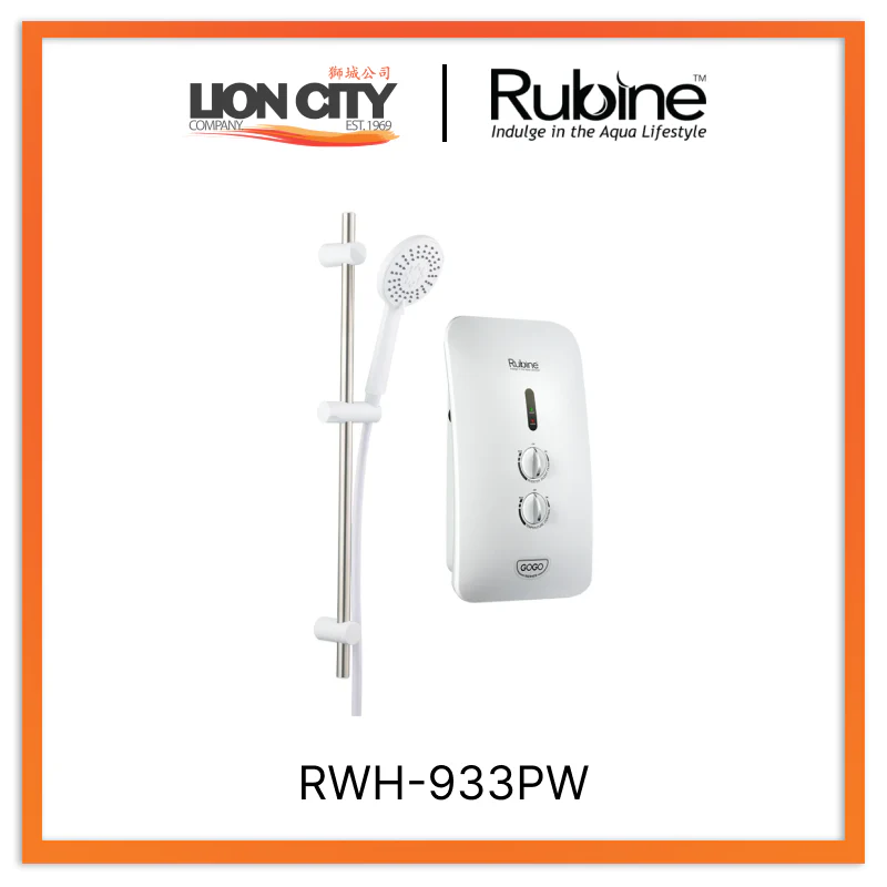 Rubine GOGO RWH-933PW 933 Electric DC Pump Instant Water Heater | RWH 933P (White)