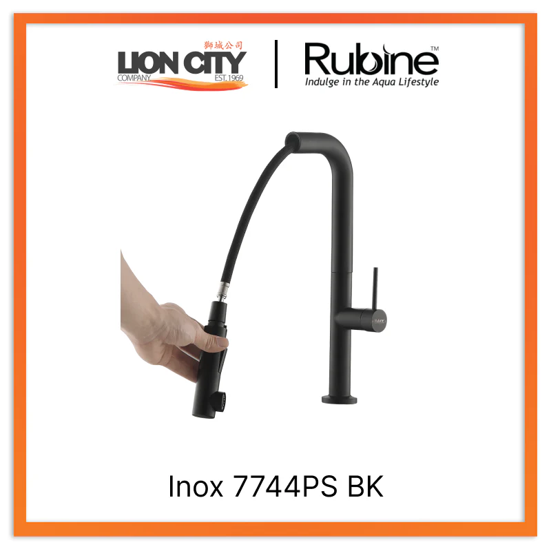 Rubine Inox 7744PS BK Pull-Out Spray Sink Mixer/ Cold Tap