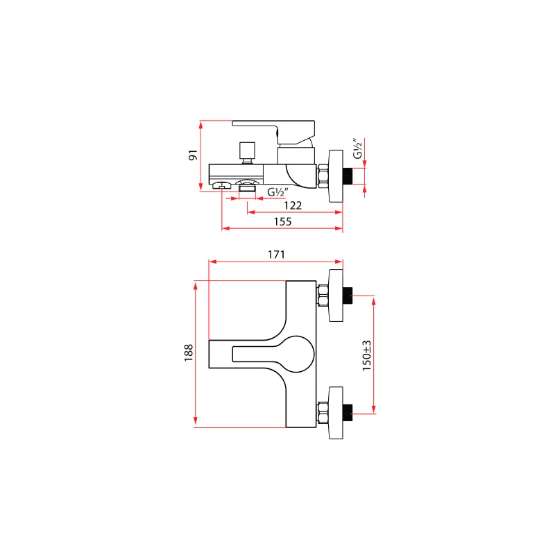 Rubine Unico 5661 WH Bath Mixer White - Image 3
