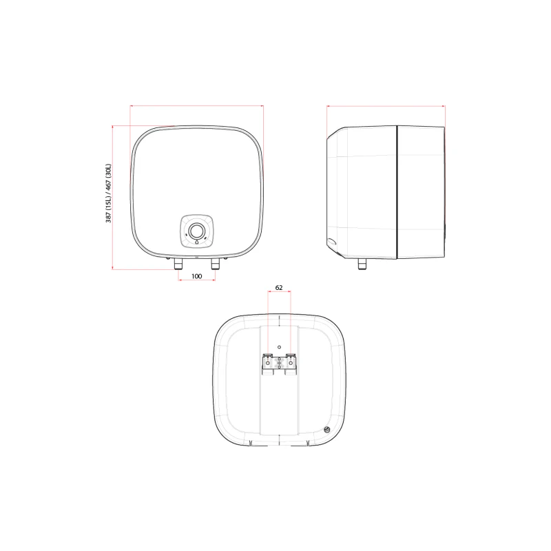 Rubine RA 30B SIN2.5 Paris 30L Above-sink Storage Water Heater (Black) - Image 3
