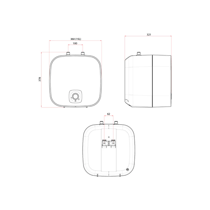 Rubine RA 15U SIN2.5 Paris 15L Under-Sink Storage Water Heater - Image 2