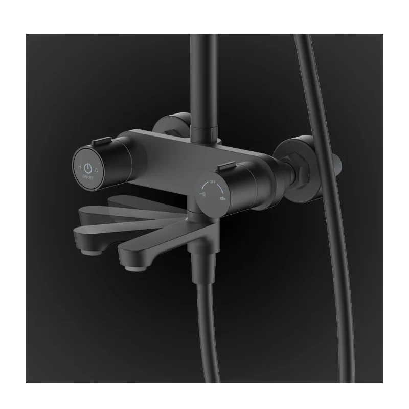 Rubine RSC-PUSHSTOP-R61-BK Pushstop Rainshower Column With Mixer (Matte Black) - Image 3