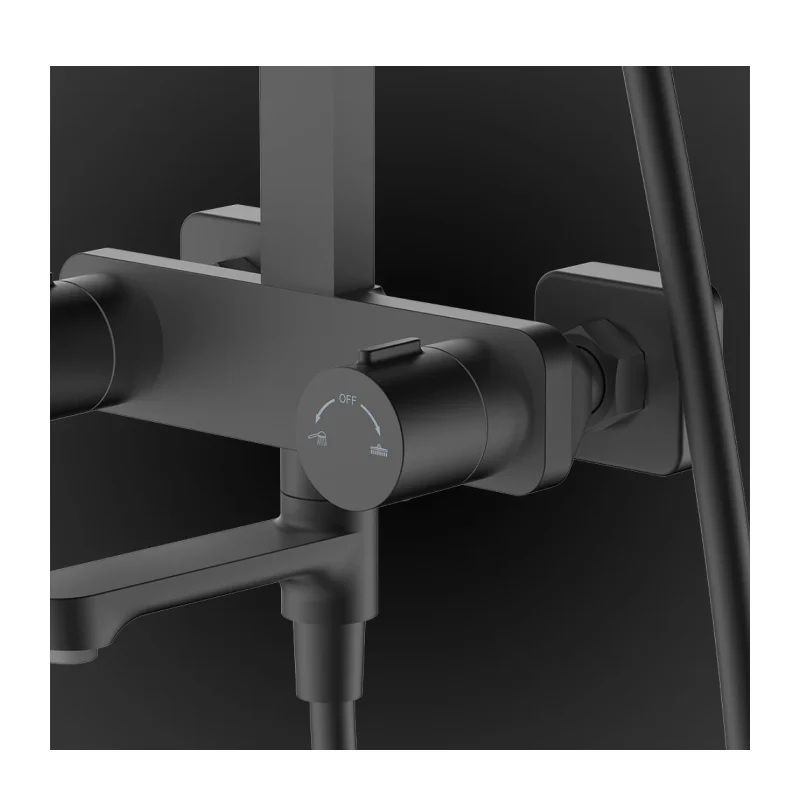Rubine RSC-PUSHSTOP-S81-BK Pushstop Rainshower Column With Mixer (Matte Black) - Image 3