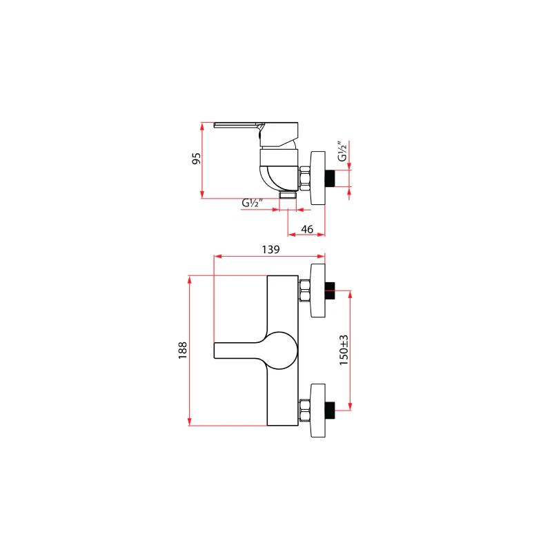 Rubine Unico 5660 Shower Mixer - Image 3