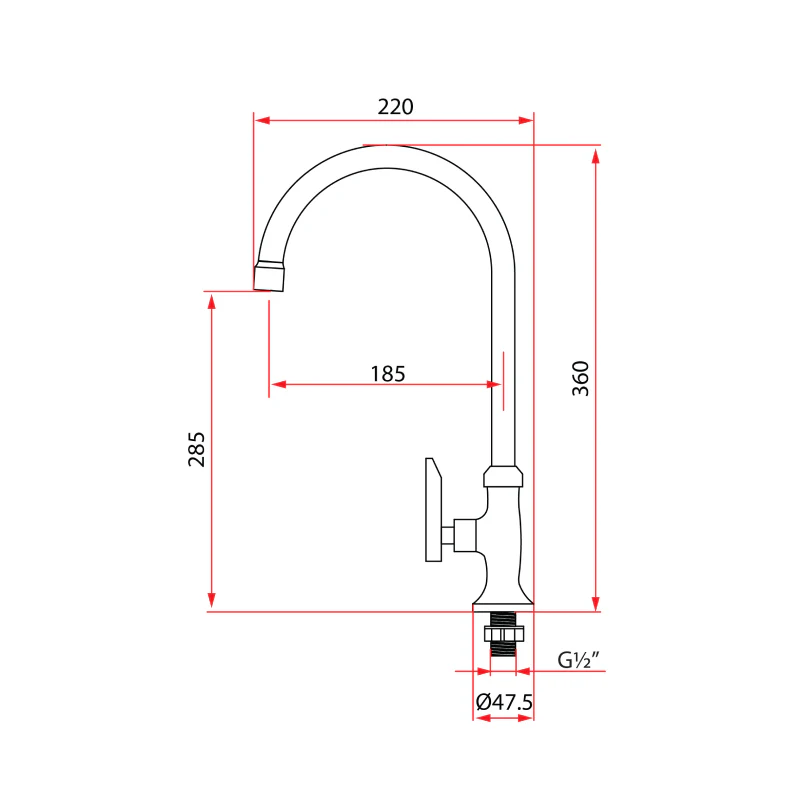 Rubine Sink Tap FRESCO K97343 - Image 3
