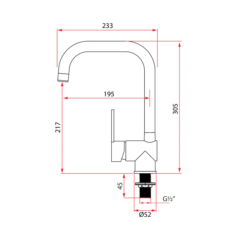 Rubine Sink Tap PICCOLI 3344C - Image 3