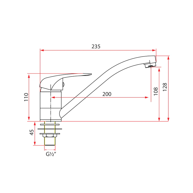 Rubine Sink Tap PLATINO 6041C Cold Only - Image 3