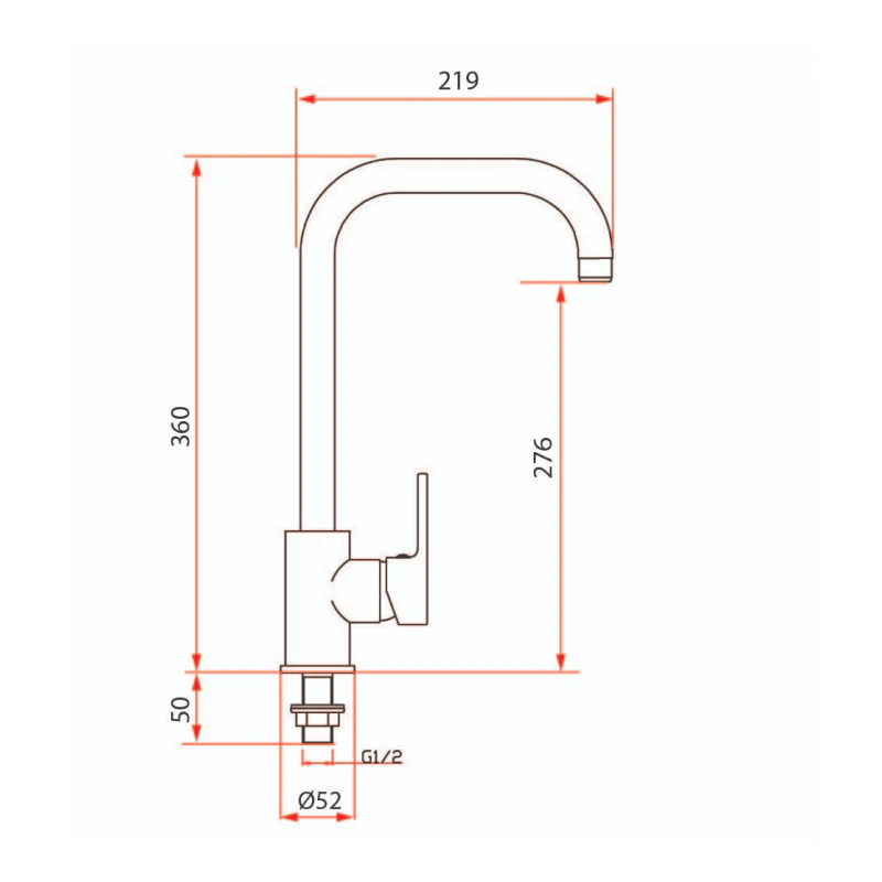 Rubine Sink Tap PREMIO 2444C - Image 2