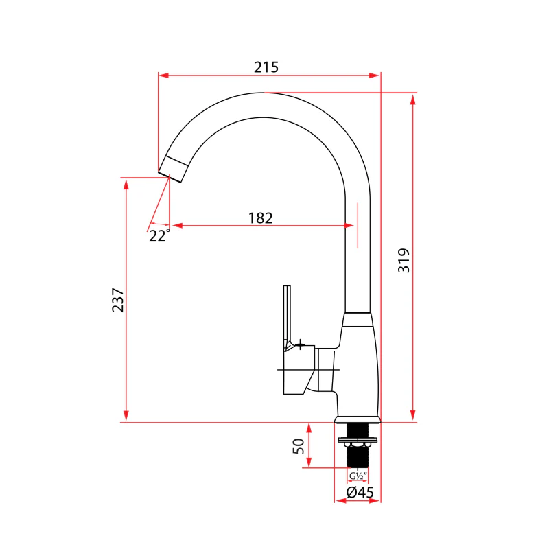 Rubine Sink Tap UNICO 5643C - Image 3