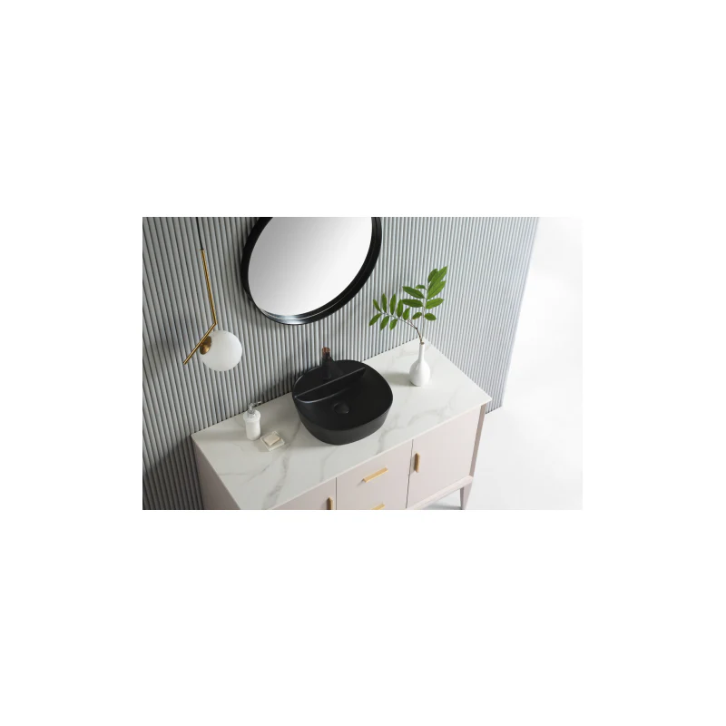 Rubine SPIN 40M-BK Countertop Round Ceramic Basin - Image 3